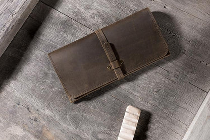 Handmade Leather Mens Clutch Wallet Cool Leather Wallet Long Phone Wallets for Men