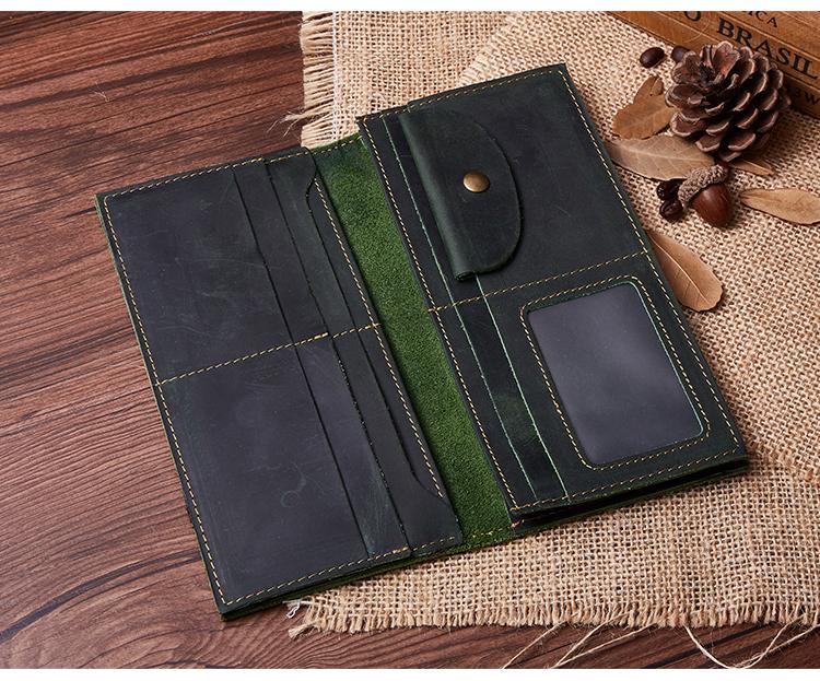 Handmade Leather Mens Clutch Wallet Cool Leather Wallet Long Phone Wallets for Men