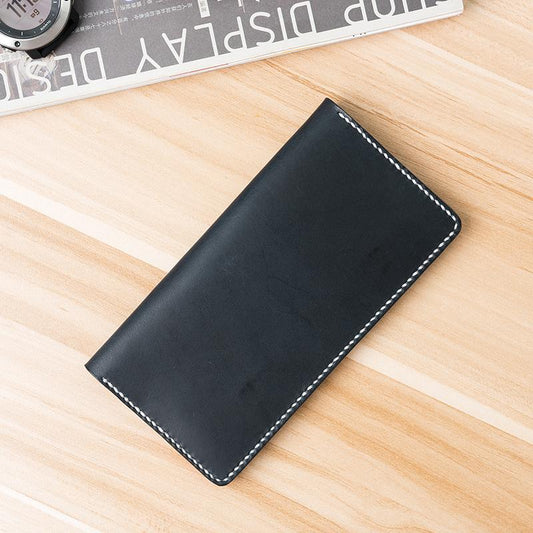 Handmade Leather Mens Clutch Wallet Cool Leather Wallet Long Phone Wallets for Men Women