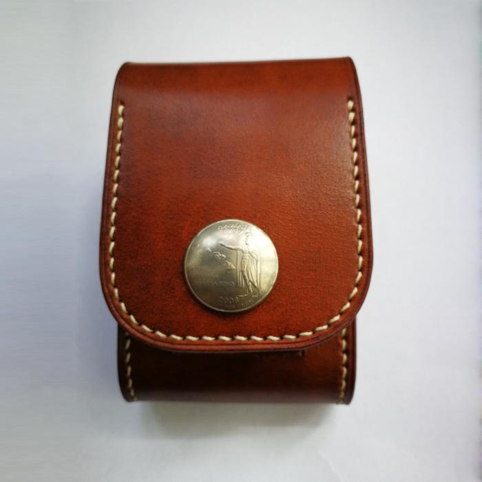 Brown Leather Mens Cigarette Case Cigarette Holder Zippo Light Case with Belt Loop for Men