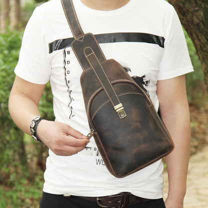 Leather Sling Bag for Men Crossbody Sling Bag Chest Bag for men