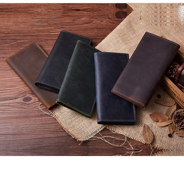 Handmade Leather Mens Clutch Wallet Cool Leather Wallet Long Phone Wallets for Men