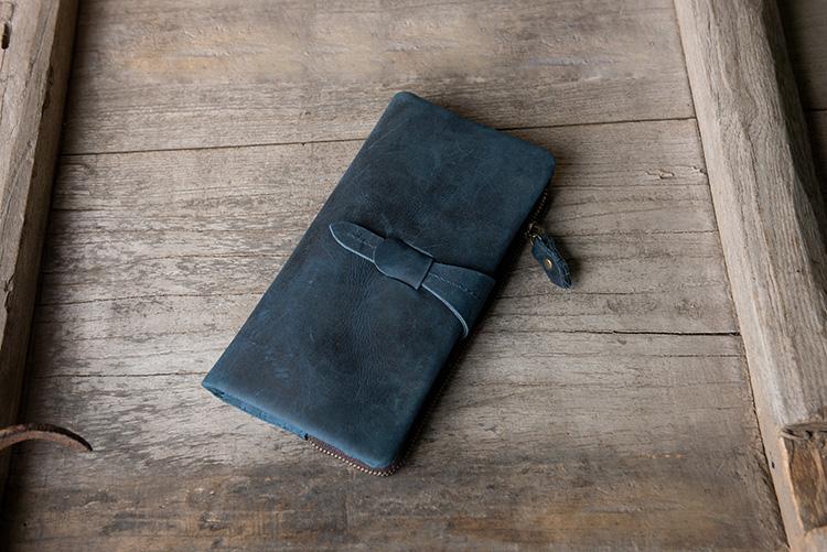 Handmade Leather Mens Clutch Wallet Cool Leather Wallet Long Phone Wallets for Men