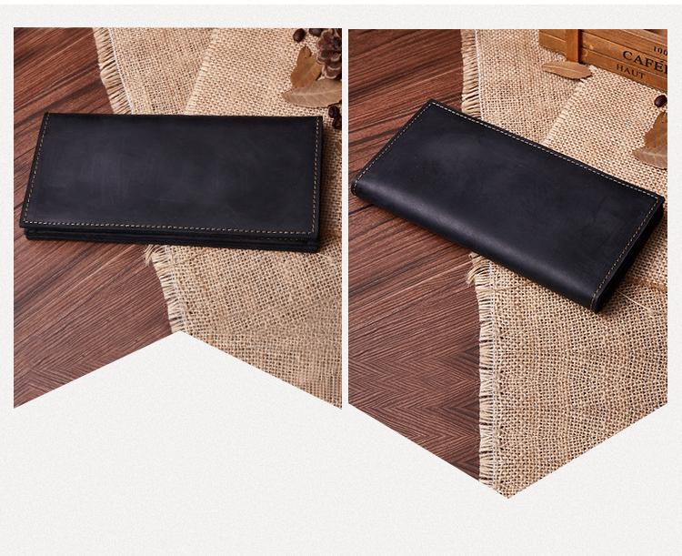 Handmade Leather Mens Clutch Wallet Cool Leather Wallet Long Phone Wallets for Men