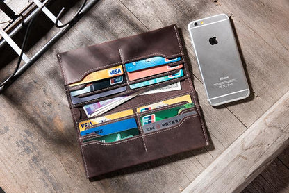 Handmade Leather Mens Clutch Wallet Cool Leather Wallet Long Phone Wallets for Men