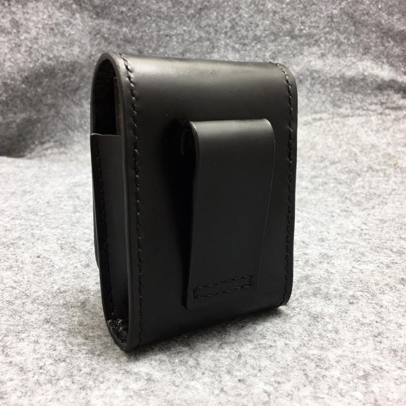 Cool Indian Black Leather Mens Cigarette Case Cigarette Holder Belt Pouch with Belt Loop for Men