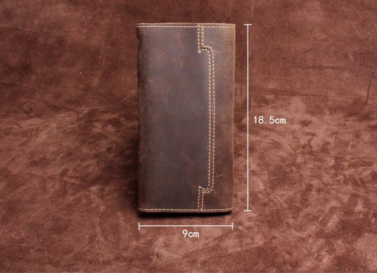 Handmade Leather Mens Wallet Cool Long Leather Wallet Clutch Wristlet Wallet for Men