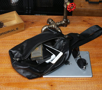 Leather Mens Sling Bag Sling Shoulder Bag Sling Backpack for men