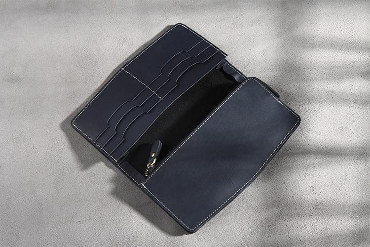 Handmade Leather Mens Clutch Wallet Cool Leather Wallet Long Phone Wallets for Men