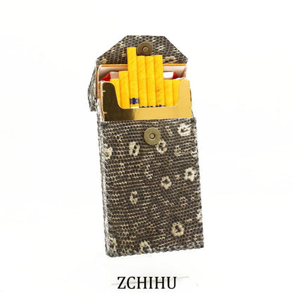 Handmade Leather lizard skin Womens Engraved Cigarette Holder Case for Women