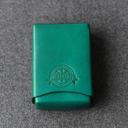 Handmade Green Leather Mens 20pcs Cigarette Case Cool Custom Cigarette Case for Men