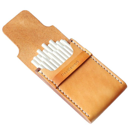 Wooden Beige Leather Womens 20pcs Cigarette Case Custom Cigarette Holder for Women