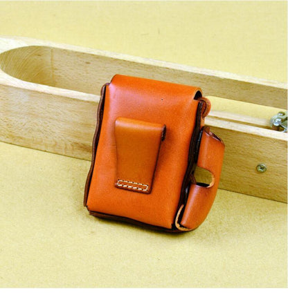 Cool Handmade Leather Mens Cigarette Case with Belt Loop Lighter Holder for Men