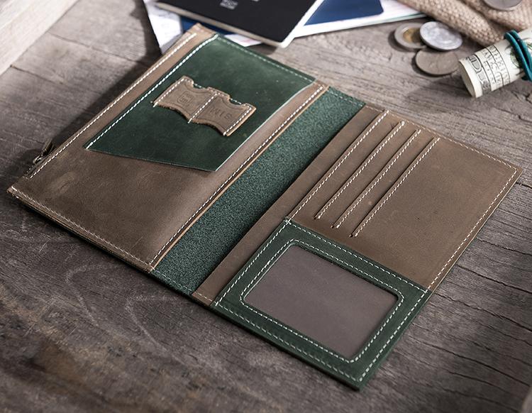 Handmade Leather Mens Travel Wallet Passport Leather Wallet Short Long Wallets for Men