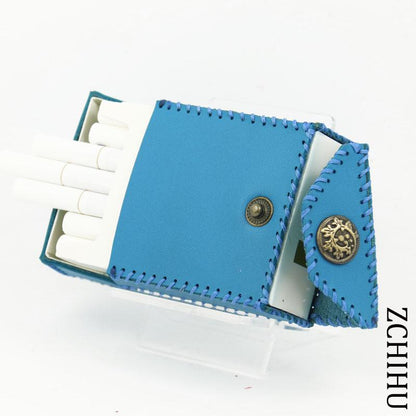 Cool Handmade Leather Mens Blue Cigarette Holder Case for Men