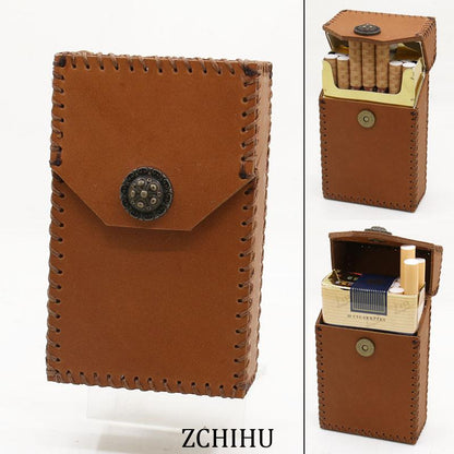 Handmade Leather Cigarette Holder Mens Brown Cool Cigarette Holder Case for Men