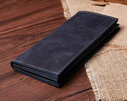 Handmade Leather Mens Clutch Wallet Cool Leather Wallet Long Phone Wallets for Men