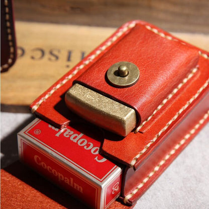 Cool Leather Mens Cigarette Case with Belt Loop Zippo Lighter Holder for Men