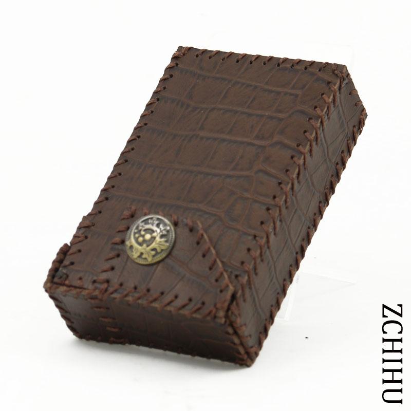 Cool Handmade Coffee Leather Mens Engraved Cigarette Holder Case for Men