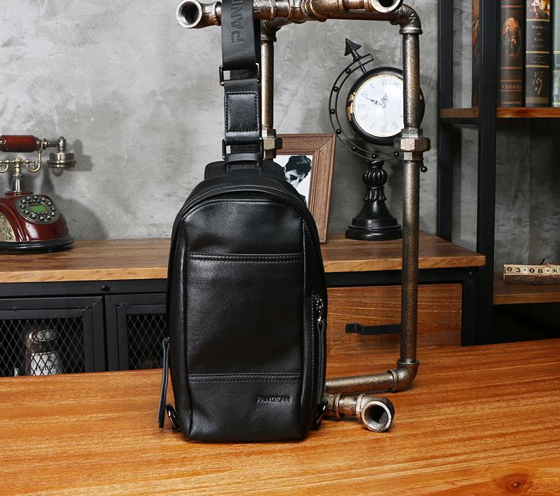 Leather Mens Sling Bag Sling Shoulder Bag Sling Backpack for men