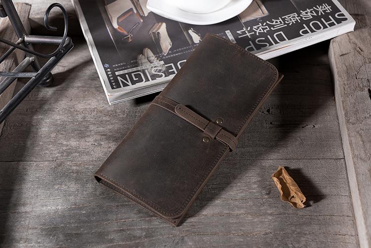 Handmade Leather Mens Clutch Wallet Cool Leather Wallet Long Phone Wallets for Men