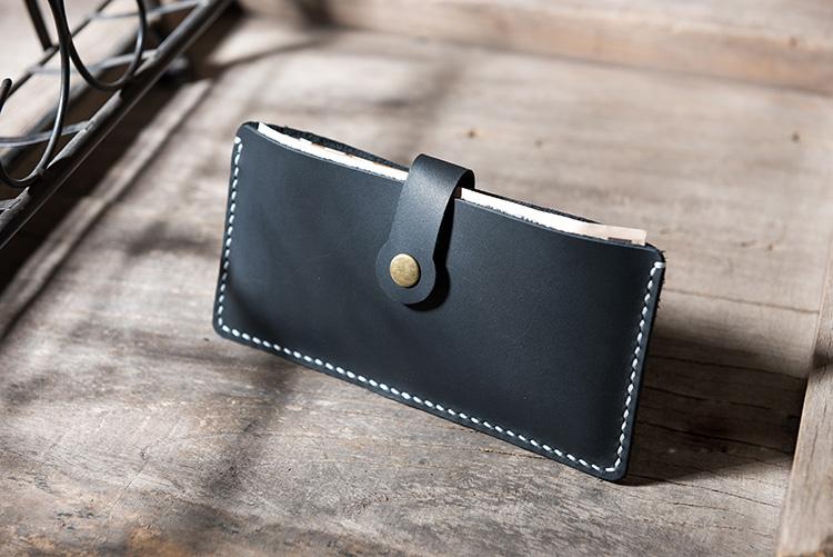 Handmade Leather Mens Clutch Wallet Cool Slim Leather Wallet Long Phone Wallets for Men