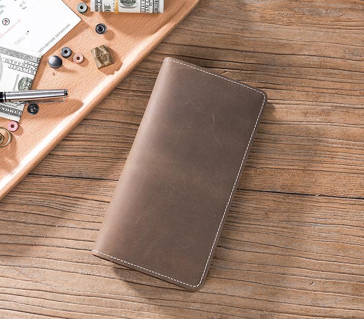 Handmade Leather Mens Clutch Wallet Cool Leather Wallet Long Phone Wallets for Men