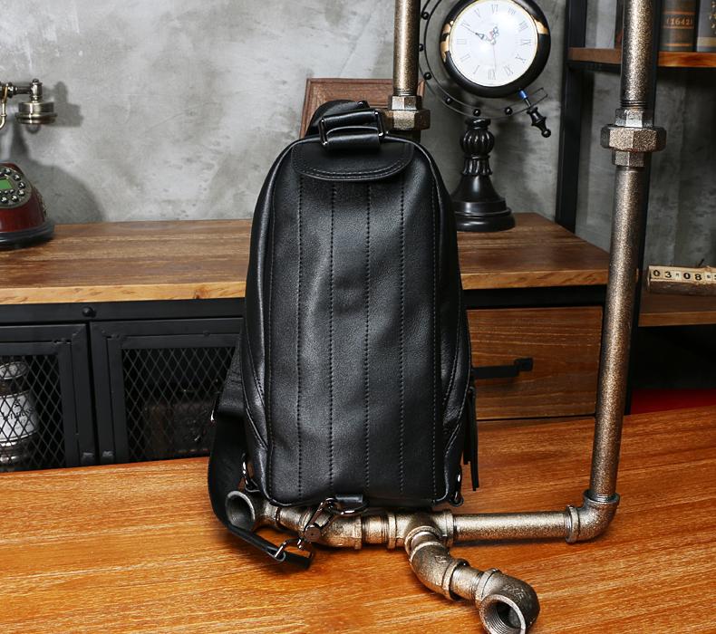 Leather Mens Sling Bag Sling Shoulder Bag Sling Backpack for men