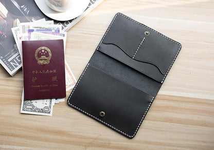 Handmade Leather Mens Travel Wallet Passport Leather Wallet Short Slim Wallets for Men