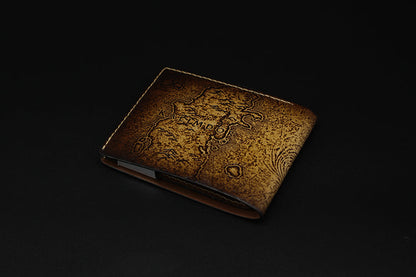 [On Sale]Handmade Leather Tooled World of Warcraft Lich King Mens billfold Wallet Cool Leather Wallet Slim Wallet for Men