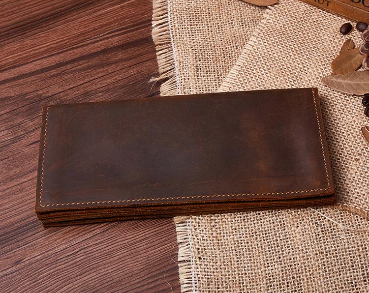 Handmade Leather Mens Clutch Wallet Cool Leather Wallet Long Phone Wallets for Men