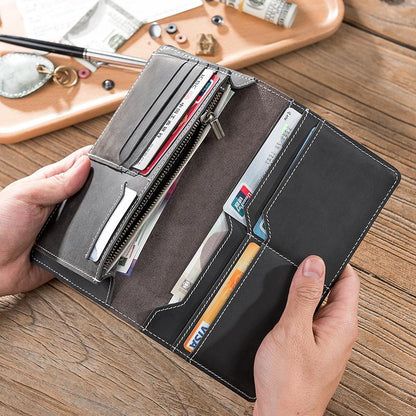 Handmade Leather Mens Clutch Wallet Cool Leather Wallet Long Phone Wallets for Men