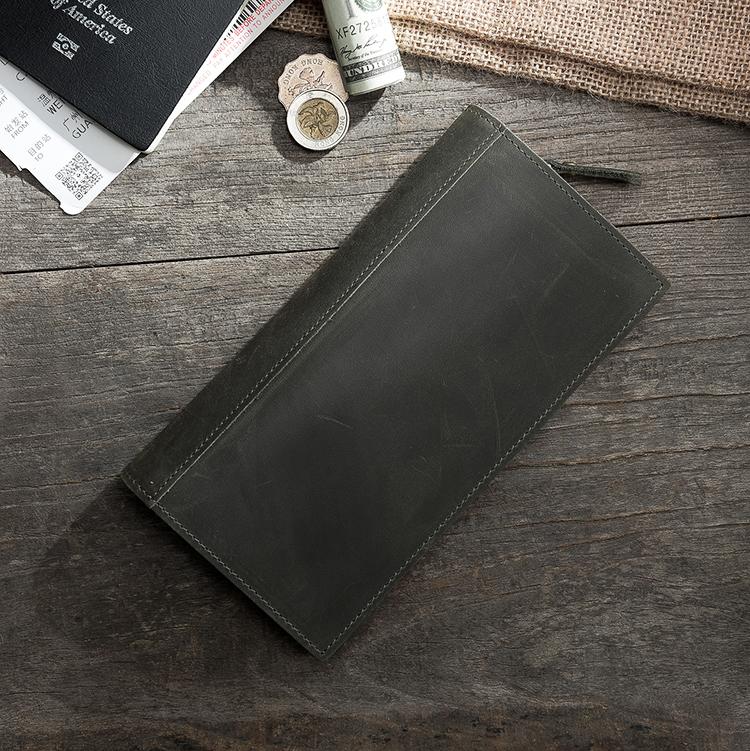 Handmade Leather Mens Clutch Wallet Cool Leather Wallet Long Phone Wallets for Men