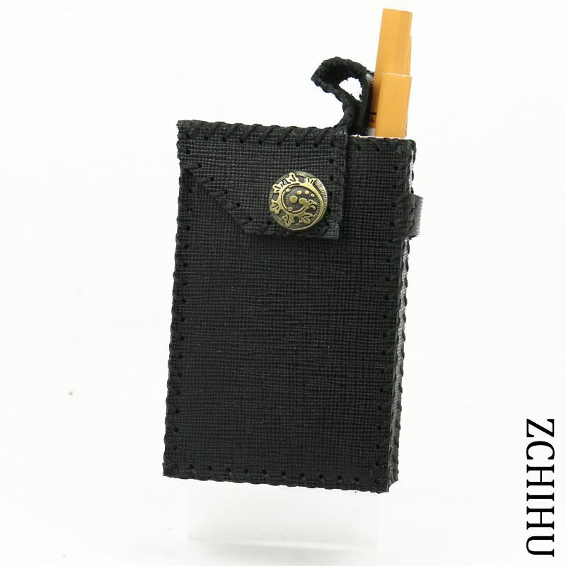 Cool Handmade Leather Mens Black Cigarette Holder Case for Men