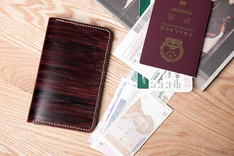 Handmade Leather Mens Travel Wallet Passport Leather Wallet Short Slim Wallets for Men