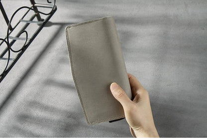 Handmade Leather Mens Clutch Wallet Cool Leather Wallet Long Phone Wallets for Men