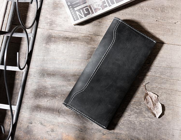 Handmade Leather Mens Clutch Wallet Cool Leather Wallet Long Phone Wallets for Men