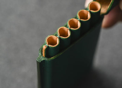 Handmade Green Leather Womens 5pcs Cigarette Holder Case Cool Custom Cigarette Case for Women