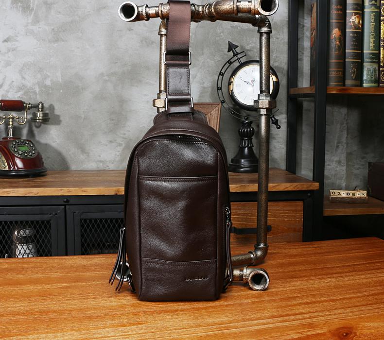 Leather Mens Sling Bag Sling Shoulder Bag Sling Backpack for men