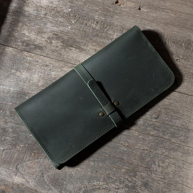 Handmade Leather Mens Clutch Wallet Cool Leather Wallet Long Phone Wallets for Men