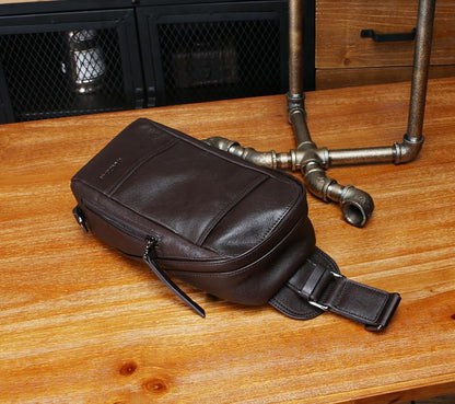 Leather Mens Sling Bag Sling Shoulder Bag Sling Backpack for men