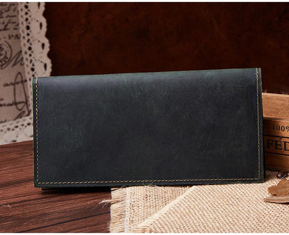 Handmade Leather Mens Clutch Wallet Cool Leather Wallet Long Phone Wallets for Men