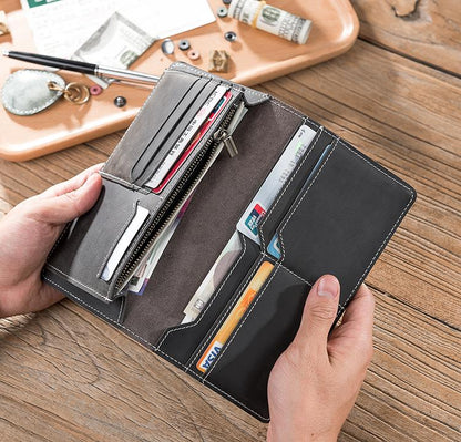 Handmade Leather Mens Clutch Wallet Cool Leather Wallet Long Phone Wallets for Men