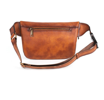 Tan Leather Fanny Pack Men's Chest Bag Vintage Hip Bag Tan Waist Bag For Men