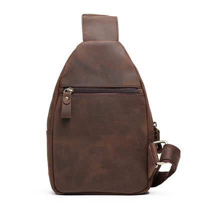 Tan Leather Men's Sling Bag Chest Bag Tan One shoulder Backpack Sling Pack For Men