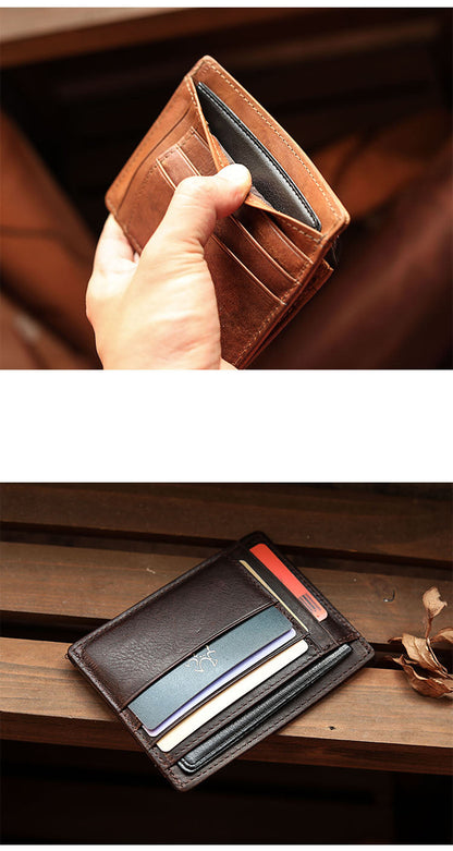 Ultra Thin Leather Mens Front Pocket Wallet Slim billfold Wallet License Small Wallet For Men