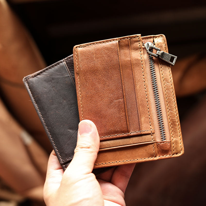 Ultra Thin Leather Mens Front Pocket Wallet Slim billfold Wallet License Small Wallet For Men