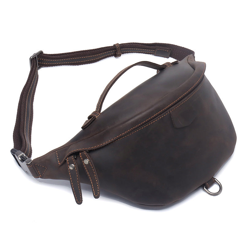 Vintage Leather Fanny Pack Men's Coffee Chest Bags Hip Bag Waist Bag For Men