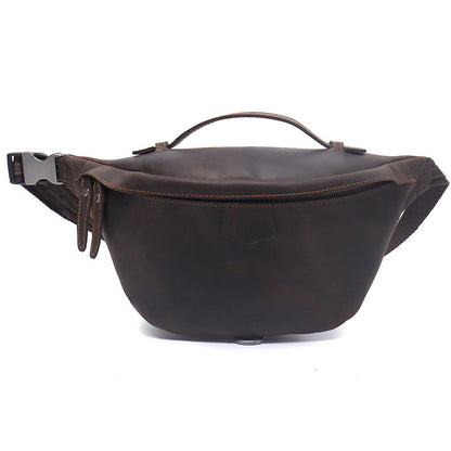 Vintage Leather Fanny Pack Men's Coffee Chest Bags Hip Bag Waist Bag For Men