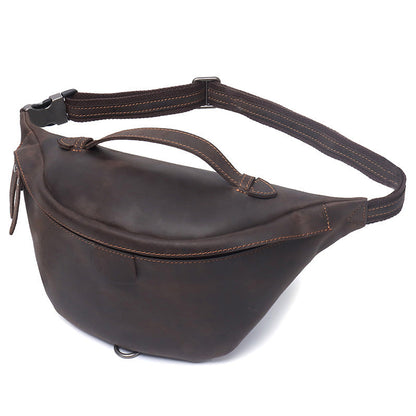 Vintage Leather Fanny Pack Men's Coffee Chest Bags Hip Bag Waist Bag For Men